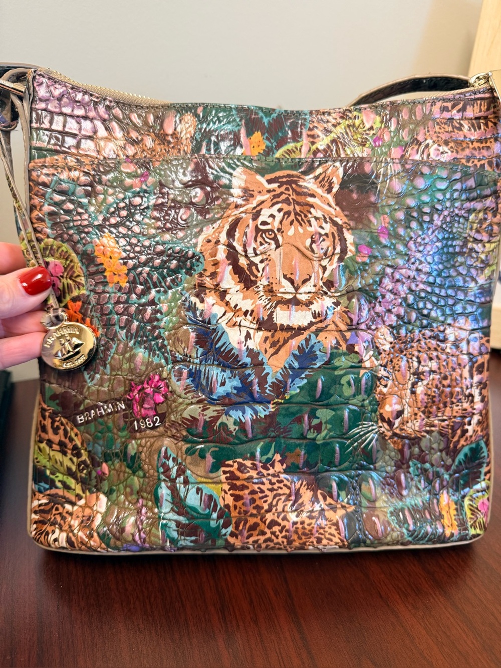 Brahmin Multicolor Tiger-Print Crossbody Bag